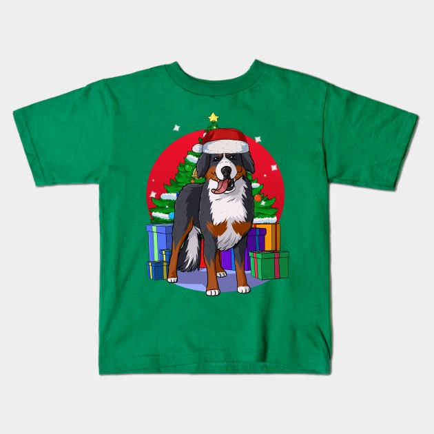 Bernese Mountain Dog Christmas Tree Kids T-Shirt by Noseking